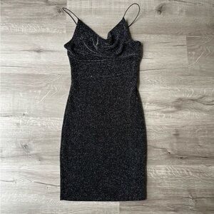 Black Glitter Mini Dress